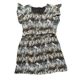 Signature Collection Womens 3X Black Green Blue Floral Soft Flutter Sleeve Dress